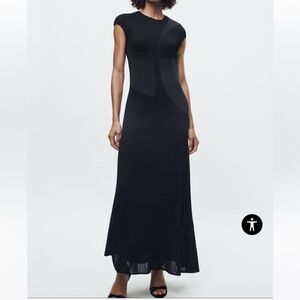 ZARA DRESS WOMEN LONG KNIT BLACK SZ SMALL MAXI NWT